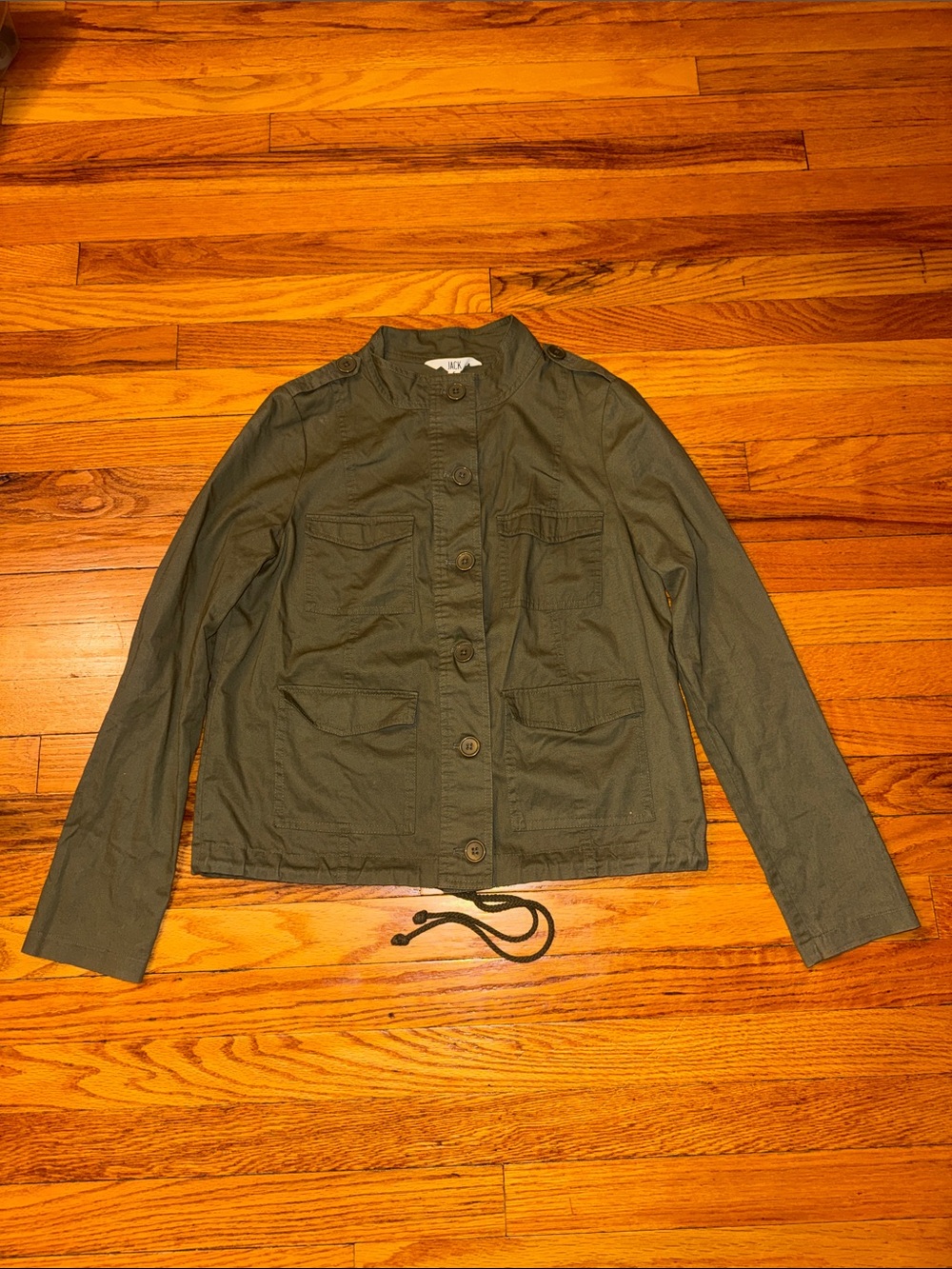 Jack 100% Cotton Lightweight Button Close Utility Jacket Small Olive Green